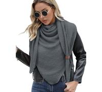 Xnova Sciarpa Donna Invernale Triangolare Calda Sciarpe Morbido Leggero con Chiusura in Pelle Grande Scialle a Maglia Multifunzione come Stola, Poncho, Scaldacollo - Regalo Elegante (Grigio)