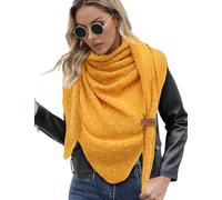 Xnova Sciarpa Donna Invernale Triangolare Calda Sciarpe Morbido Leggero con Chiusura in Pelle Grande Scialle a Maglia Multifunzione come Stola, Poncho, Scaldacollo - Regalo Elegante (Giallo)