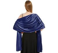 Xnova Stola Scialle Donna Cerimonia 200 * 70 cm, Coprispalle Elegante Sciarpa di Raso, Pashmina Foulard Leggero Lungo Stole Moda Morbida per Regalo (Blu)