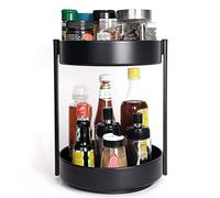 XNTONG - Supporto per spezie girevole a 2 ripiani, girevole a 360°, piatto girevole da 25,8 cm, può essere ruotato in cucina, sistema di organizzazione girevole, vassoio girevole da bagno, vassoio