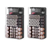 Xnuiasqe 2X la per Batterie, Organizer con Coperchio Trasparente Incernierato, con Tester per Batterie, può Contenere 93 Batterie di Dimensioni, Nero
