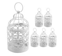 Xnuiasqe 6 Pezzi Portacandele Portacandele nel Metallo Appeso Lanterna Un Gabbia Cava Centrotavola Decorativi Vintage della Festa Nuziale