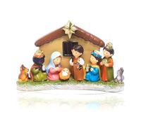 Xnuiasqe Mini Kit della Natività, Scena della Natività da Interno con Luce A LED Include 1 Mangiatoia e 8 Statue delle Figure.