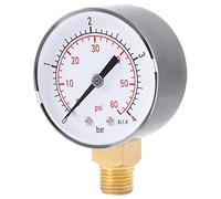 Xnukaw Mini Manometro 0-60psi 0-4bar 1/4" NPT | Manometro con Quadrante a Montaggio Laterale in Ottone, per Test Aria Acqua Olio Combustibile, Design Compatto Portatile da