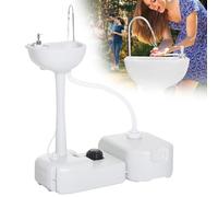XNXYSMKJ Lavello da Campeggio Portatile, 17L capacità d'Acqua Lavabo con Ruote, Portasciugamani e Dispenser di Sapone, per Eventi all'aperto, raduni, Cantiere (Washbasin+24lwatertank)