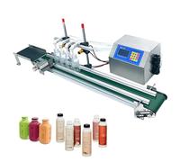 XNXYSMKJ Riempitrice Automatica a 4 Teste per liquidi, riempitrice per Bottiglie da 10-500 ml con Nastro trasportatore, Pompa a Membrana, Linea di Produzione Automatica combinata