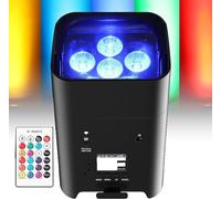 XNZJHPP 6 in1 Luce Par Senza Fili, 6x18W RGBWA UV Uplighting, Luci da Palco Alimentate da Batteria 8800mAh con App, Telecomando e Controllo, Schermo LCD, per DJ, Spettacolo dal Vivo (Black)