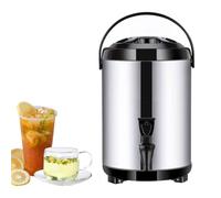 XNZJHPP 6L / 8L / 10L / 12L Boiler Warmer Coffee Urn Distributore di Acqua Calda in Acciaio Inossidabile con Coperchio e Rubinetto, Secchio per Il tè del Latte Barile Isolato (Black 8L)