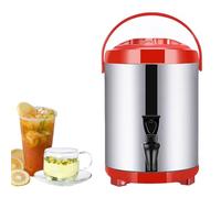 XNZJHPP 6L / 8L / 10L / 12L Boiler Warmer Coffee Urn Distributore di Acqua Calda in Acciaio Inossidabile con Coperchio e Rubinetto, Secchio per Il tè del Latte Barile Isolato (Red 8L)