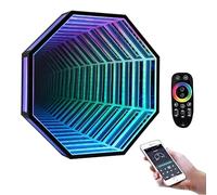 XNZJHPP Lampada a Specchio Ottagonale RGB Infinity con App e Telecomando, 358 Effetti Luminosi magici, Luce Notturna sensoriale Multicolore per la Decorazione della casa e Il Relax. (L)