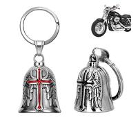 XNZMYN 2 PCS Portachiavi Guardian Bell, Campanella Moto Nero Oleoso, Campanello da Motociclista, Protezione Gremlin, Accessorio per Moto, Biciclette, Auto Elettriche (Rosso+Nero)