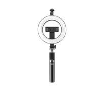 XO SS12 Selfie Stick Treppiede con luce ad anello - Telecomando wireless Bluetooth portatile, rotazione a 360°, treppiede pieghevole per telefoni cellulari