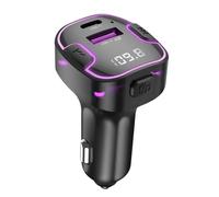 XO, Trasmettitore FM per auto Bluetooth con caricabatterie USB e USB-C, Nero