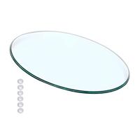 XOBRJQZ Piano del Tavolo Rotondo in Vetro Trasparente di 8 Mm di Spessore, Bordo Lucido, Sostituzione per Sala da Pranzo, Fine, Tavoli da Patio e Protezione per Tavolo(90cm)