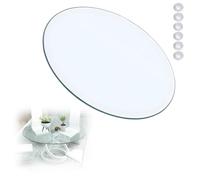XOBRJQZ Piano Rotondo in Vetro Temperato Trasparente - Protezione in Vetro Spessa 8 Mm con Cuscinetti Antiscivolo, Sostituzione per Sala da Pranzo e Cucina e Tavolo da Patio(42cm)