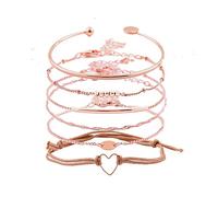 Xocartige Layered set assortiti bracciale di perline impilabile Wrap braccialetto gioielli regolabile e NA, colore: gold