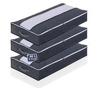 xocome 3 pezzi borsa portaoggetti sotto letto 90 l, borsa portaoggetti di grande capacità in tessuto non tessuto spesso con manico rinforzato per trapunte, cuscini, giocattoli, abbigliamento (grigio)