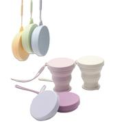 xocome Bicchieri pieghevoli in silicone, 6 pezzi, con coperchio, a prova di perdite, riutilizzabili e lavabili in lavastoviglie, per campeggio, viaggi, picnic, design salvaspazio