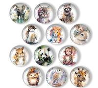 XoeLLe 12 Pezzi Animale Calamite Frigorifero, 3D Vetro Cristallo Magneti, Decorativi Calamite per Lavagna Magnetica, Calamite Personalizzate, per Frigo, Calendario, Lavagna, Lavastoviglie (30mm)