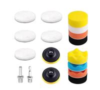 XoeLLe 17 Pezzi Tampone di Lucidatura, Spugne per Lucidatura Auto, 80mm Kit Lucidatura Auto, Platorello per Trapano, con Adattatore per Trapano, per Lucidatura e Ceratura di Auto