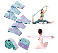 XoeLLe 2 Pezzi Fascia Yoga Elastico Fasce di Resistenza, Fascia per Lo Stretching Yoga, Cintura di Resistenza Elastica con 8 Anelli Elastici Fitness Bande per Pilates, Fitness, Danza e Allenamento