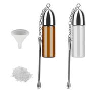XoeLLe 2 Pezzi Portatili Contenitore per Spezie, Dosatore Snuff Snuff Bottle Dispenser 57 mm, Mini Bottiglia di Spezie in Polvere, con Cucchiaio, Imbuto per Viaggi All'aperto Campeggio