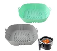 XoeLLe 2 Pezzi Teglia Silicone per Friggitrice ad Aria, Accessori Friggitrice ad Aria, Cestino per Friggitrice ad Aria in Silicone Air Fryer Accessori Pentola Applicabile Airfryer Forno (Onda Quadra)