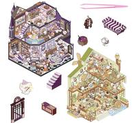 XoeLLe 2 Sets DIY Miniature House Stickers, con Pinzette, Stickers Bambini Attacca Stacca, Adesivi Scrapbooking, Adatto a Custodie per Cellulari (Accademia di Magia + Castello Errante)