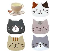 XoeLLe 5 Pezzi Sottobicchieri in Silicone per Gatti, Sottobicchieri Antiscivolo e Resistenti al Calore, per Tavolo, Scrivania, Ufficio, Bevande, Protezione dei Mobili, Cucina