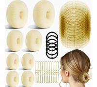XoeLLe 63 pezzi 9/8/6 cm retine invisibili per capelli a ciambella, color crema