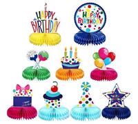 XoeLLe 9 Pezzi Decorazioni Compleanno, Addobbi Compleanno, Centrotavola, Colore Stelle della Torta Toppers da Tavolo Nido d'Ape Circo 3D per Bambini Carnevale Festa Nascita Baby Shower