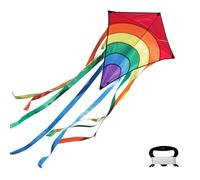 XoeLLe Aquilone per Bambini e Adulti con 80 Metri di Linea, Aquilone Arcobaleno, Ideale per Principianti Adulti, Facile da Volare, Spiaggia ed Estivi Giocattolo All'aperto (Arcobaleno Rosso)