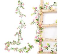 XoeLLe Ghirlanda di Margherita Ghirlanda Fiori Piante Artificiali Artificiali Fiori Appesi 2,1m Rampicante Seta Vite Finta Appesa Rattan, per Nozze Arco Festa Casa All'aperto (Rosa)