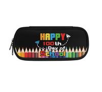 Xoenoiee Astuccio grande con 4 scomparti per ragazzi, ragazze, adolescenti, adulti, grande astuccio per scuola e ufficio, Matita Happy 100th Day of School, Taglia unica, Organizer per borse