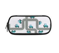 Xoenoiee Astuccio per matite di grande capacità, resistente, con cerniera, per scuola, adolescenti, ragazze, ragazzi, uomini, donne, Auto e Strade, Taglia unica, Organizer per borse