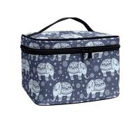 Xoenoiee Borsa per il trucco portatile Borsa di immagazzinaggio di grande capacità di viaggio della cassa del trucco dell'organizzatore della borsa cosmetica della, Elefante tribù etnica, Taglia unica