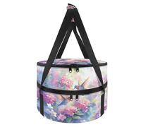 Xoenoiee Borsa termica per casseruole a doppio isolamento per alimenti caldi o freddi, lasagne, bagagli, potluck, feste, picnic, Colibrì Ortensia Floreale