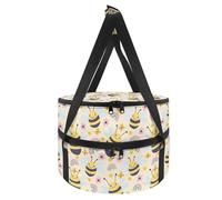 Xoenoiee Casseruola a doppio isolamento, portatile, per cibi caldi o freddi, borsa per il pranzo per lasagne per feste Potluck, Arcobaleno floreale ape