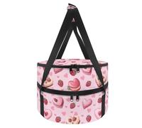 Xoenoiee Casseruola a doppio isolamento, portatile, per cibi caldi o freddi, borsa per il pranzo per lasagne per feste Potluck, Macaron Fragola Cuore Rosa