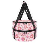 Xoenoiee Casseruola a doppio isolamento, portatile, per cibi caldi o freddi, borsa per il pranzo per lasagne per feste Potluck, Ciambella a forma di cuore