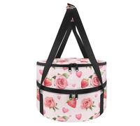 Xoenoiee Casseruola a doppio isolamento, portatile, per cibi caldi o freddi, borsa per il pranzo per lasagne per feste Potluck, Rosa Fragola Cuore Rosa