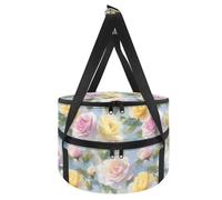 Xoenoiee Casseruola a doppio isolamento, portatile, per cibi caldi o freddi, borsa per il pranzo per lasagne per feste Potluck, Elegante rosa floreale