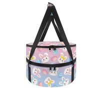 Xoenoiee Casseruola con motivo uova di Pasqua a doppio isolamento con coniglio, porta casseruola portatile per cibi caldi o freddi, borsa per il pranzo per lasagne per feste Potluck