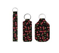 Xoenoiee Confezione da 3 portachiavi da viaggio con porta Chapstick e cordino portachiavi da polso, Ciliegia, Taglia unica