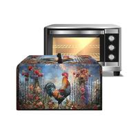 Xoenoiee Copertura antipolvere decorativa per forno a microonde con motivo floreale con gallo, copertura decorativa per friggitrice ad aria, tostapane, con manico, protezione per piano di lavoro e
