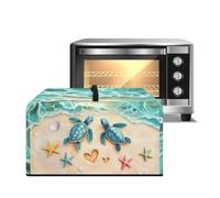 Xoenoiee Copertura antipolvere decorativa per forno a microonde con motivo tartaruga marina spiaggia stella marina copertura decorativa per friggitrice ad aria tostapane forno con manico protezione