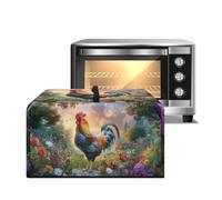 Xoenoiee Copertura antipolvere decorativa per forno a microonde con stampa di gallo con stampa floreale vivace, copertura decorativa per friggitrice ad aria, tostapane, con manico, protezione per