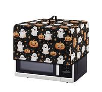 Xoenoiee Copertura antipolvere decorativa per forno a microonde con stampa di zucche fantasma di Halloween, copertura decorativa per friggitrice ad aria, tostapane, con manico, protezione per forno a