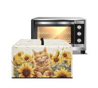 Xoenoiee Copertura antipolvere per forno a microonde con girasole e gatto, protezione per forno a microonde, con manico, per piano di lavoro della cucina, piccolo elettrodomestico, piccola
