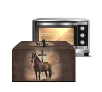 Xoenoiee Copertura antipolvere per forno a microonde con motivo a croce di cavallo, copertura antipolvere per piccoli elettrodomestici, copertura antipolvere con manico, grande